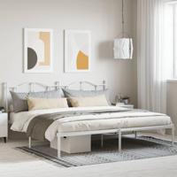 Bedframe met hoofdbord metaal wit 200x200 cm - thumbnail