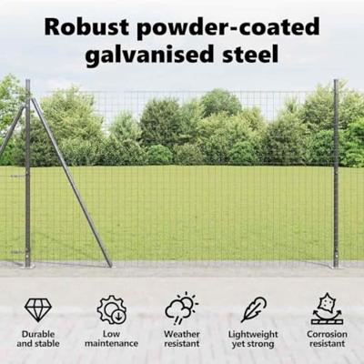 VidaXL Afrasteringspaal 7 pcs grijs staal