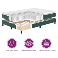 Boxspringbed met Matras Donkergroen 200 x 200 cm Stof - thumbnail