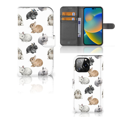 Telefoonhoesje | Met pasjeshouder | voor iPhone 14 Pro Max Konijntjes Telefoonhoesje | Met pasjeshouder | voor iPhone 14 Pro Max Konijntjes