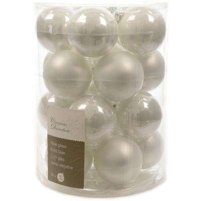 Kerstballen Glas Ø6cm Winter Wit 20st