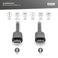 Digitus AK-300138-010-S USB-kabel USB 2.0 USB-C stekker, USB-C stekker 1.00 m Zwart - thumbnail