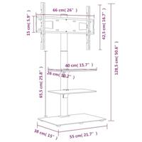Tv-standaard hoekmodel 3-laags voor 32-65 inch zwart - thumbnail