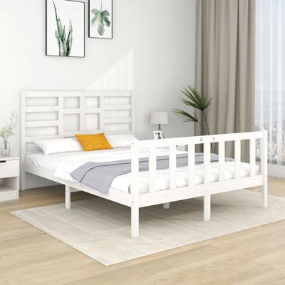 Bedframe massief hout wit 120x190 cm