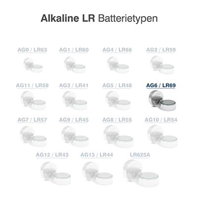 Camelion 12051006 alkaline knoopcelbatterij zonder kwik AG6/LR69/LR921/371 met 1,5 Volt, set van 10, capaciteit 20 mAh,Meerkleurig