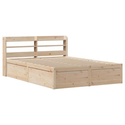 Bedframe met hoofdbord massief grenenhout 140x190 cm - thumbnail