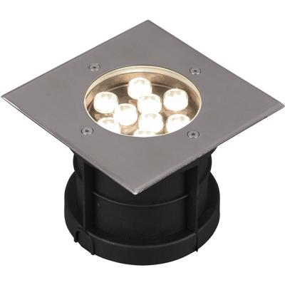 LED Grondspot - Trion Baliyi - Inbouw Vierkant - 9W - Waterdicht IP65 - Warm Wit 3000K - Mat Nikkel - RVS