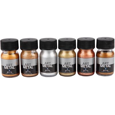 Creativ Company Hobbyverf metallic, afm 5102, 5104, 5106, 5108, 5109, 5110, metallic kleuren, 6x30 ml/ 1 doos
