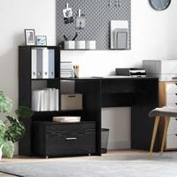 Bureau met lade Zwart eiken 131,5 x 50 x 106,5 cm Bewerkt hout - thumbnail