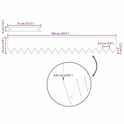 Gazonranden 10 pcs Zilver 100 x 0.5 x 15 cm Roestvrij staal