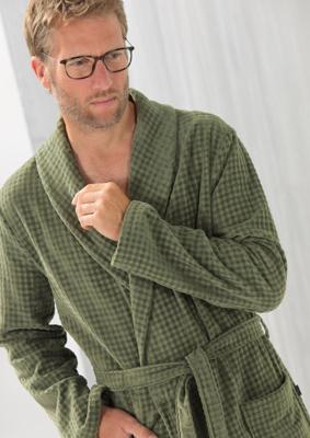 Luxe heren badjas Cawö - 100% katoen met wafelstructuur - groen-48