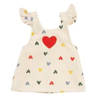 Heless Poppen ribfluwelen jurk hartjesconfetti, 28-35 cm - thumbnail