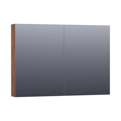 Brauer Impress Deluxe Spiegelkast - 100 cm - met interne en externe Verlichting - 2 Dubbelzijdige Spiegeldeuren - Forest Cacao