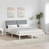Bedframe met hoofdeinde Wit 150 x 200 cm Massief grenenhout - thumbnail