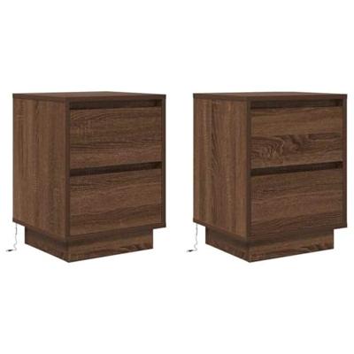 Nachtkastjes met led-verlichting 2 st bruin eikenkleurig