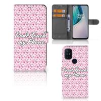 OnePlus Nord N10 Portemonnee Hoesje Flowers Pink DTMP - thumbnail