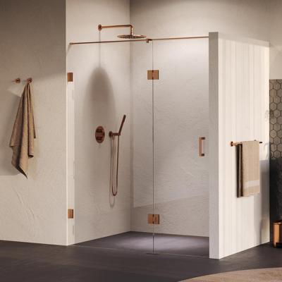 Brauer Void - Nisdeur - 2-Delig - Helder Glas - 160 x 200 cm - Omkeerbaar - met Draaideur 70 cm - Aan Glas - incl. Glascoating - PVD Koper