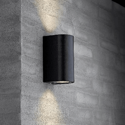 Buitenlamp up down Nordlux &apos;Asbol&apos; gevelverlichting LED wandlamp zwart 2x5W 3000K warm wit