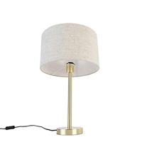QAZQA Klassieke tafellamp messing met kap lichtgrijs 35 cm - Simplo - thumbnail