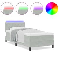 Boxspringbed met matras en LED fluweel lichtgrijs 90x190 cm - thumbnail