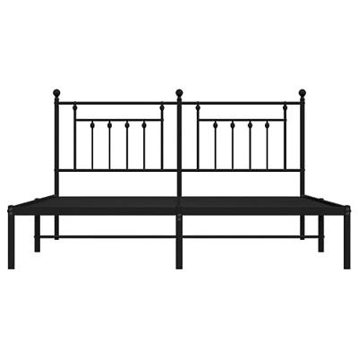 Bedframe met hoofdbord metaal zwart 160x200 cm