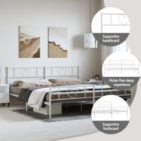 Bedframe met hoofd- en voeteneinde metaal wit 183x213 cm - thumbnail