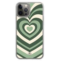 iPhone 12 (Pro) hybride hoesje - Groen hart swirl - thumbnail