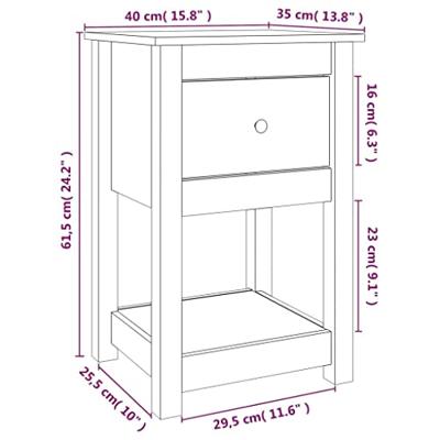 Nachtkastjes 2 st 40x35x61,5 cm massief grenenhout honingbruin