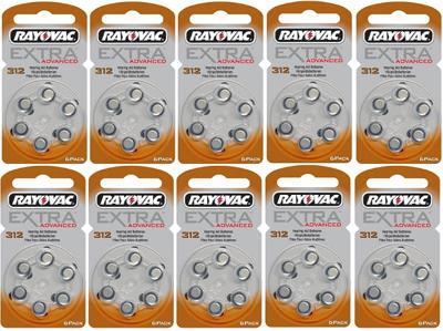 Rayovac gehoorapparaat batterijen - Type 312 - 10 x 6 stuks