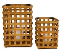 Gifts Amsterdam windlicht Jeroen 22 x 32 cm hout bruin 2 stuks - thumbnail