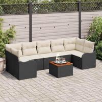 Tuinbankenset met kussen 8 pcs Zwart poly rattan - thumbnail