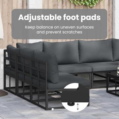 Tuinbankenset met kussen 11 pcs Zwart Aluminium