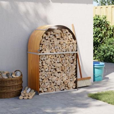 VidaXL Haardhoutopslag 80x45x120 cm gegalvaniseerd staal lichtbruin