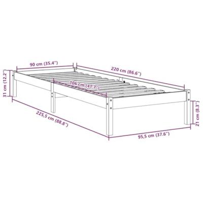 Bedframe extra lang zonder matras grenenhout wit 90x220 cm