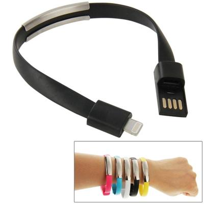 Wearable Bracelet Sync Data Charging Cable For iPhone 6 & iPhone 5S & iPhone 5C &iPhone 5 Length: 24cm(Black)