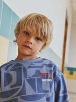 Sweater voor jongens met all-over print HAPPY LA blauw, bedrukt - thumbnail
