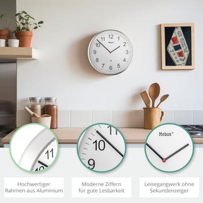 Mebus 19411 Wandklok Zendergestuurd 30 cm Zilver