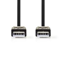 Platte USB 2.0-Kabel | A Male - A Male | 1,0 m | Zwart - thumbnail