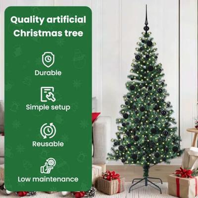 VidaXL Kunstmatig voorverlicht kerstboom groen 180 cm pvc en metaal