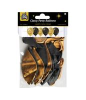 Classy Ballonnen Happy New Year Zwart/Goud (6st) - thumbnail