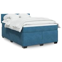 Boxspring met matras fluweel donkerblauw 140x190 cm - thumbnail