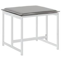 Tuinkrukken 4 st met kussens staal en textileen wit - thumbnail