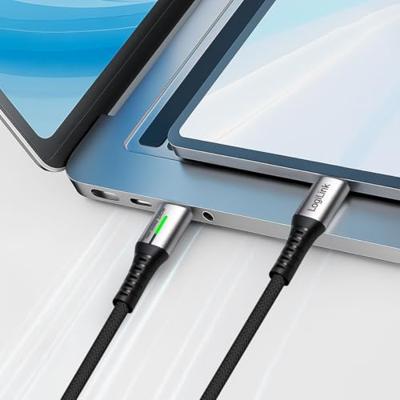 LogiLink CU0444 USB-C-kabel USB 3.2 Gen2x2 USB-C stekker 2.00 m Zwart Met LED, 4K UHD, Stekker past op beide manieren