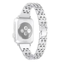 Kleurrijke diamant roestvrijstalen horlogeband voor Apple Watch serie & 40mm/3 & 2 & 1 38mm (zilver) - thumbnail