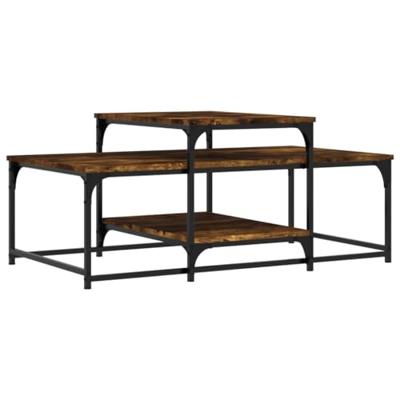 Salontafel 102x60x45 cm bewerkt hout gerookt eikenkleurig Salontafel 102x60x45 cm bewerkt hout gerookt eikenkleurig