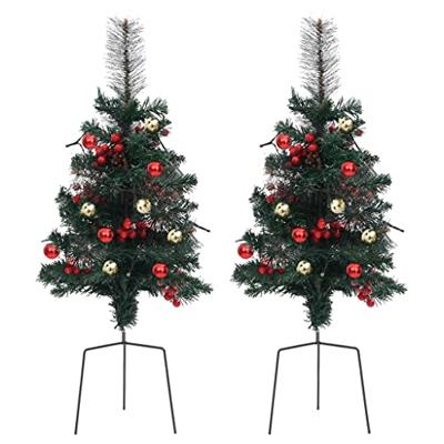VidaXL Tuinkerstbomen 2 st met verlichting 76 cm pvc
