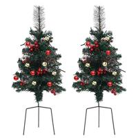 VidaXL Tuinkerstbomen 2 st met verlichting 76 cm pvc - thumbnail