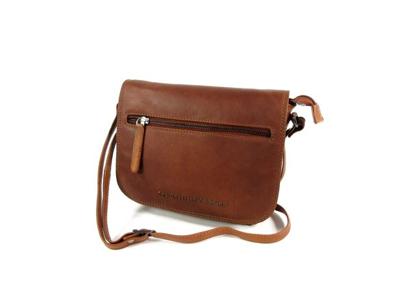 Trendy kleptasje schoudertasje COCO wax Pull Up Cognac