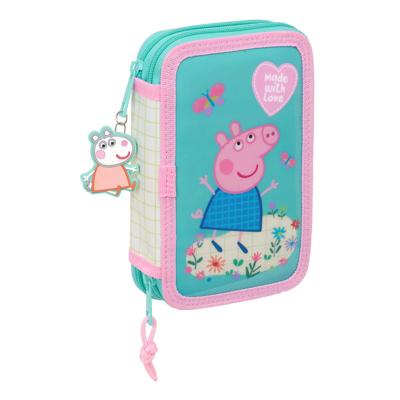 Schooletui met Accessoires Peppa Pig Pretty flowers Geel Munt 12.5 x 19.5 x 4 cm 29 Onderdelen