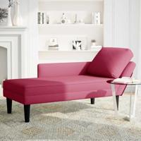 Chaise longue met kussen en rechterarmleuning fluweel wijnrood - thumbnail